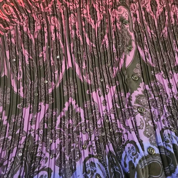 Liz Me 1X Plus Sz Top Ombre Sequins Dress Purple Black Paisley Whimsigoth Witch - Picture 6 of 8